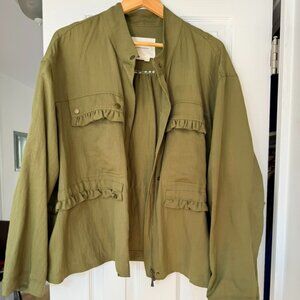 Anthropologie Oversized Ruffle Detail Utility Jacket